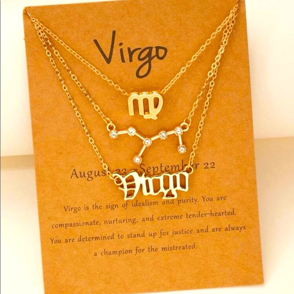 Jewelry - Virgo 3 pieces zodiac gold necklace